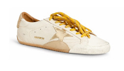 Golden Goose True-Star in White Nappa Leather With Gold Star and Beige Suede Heel Tab