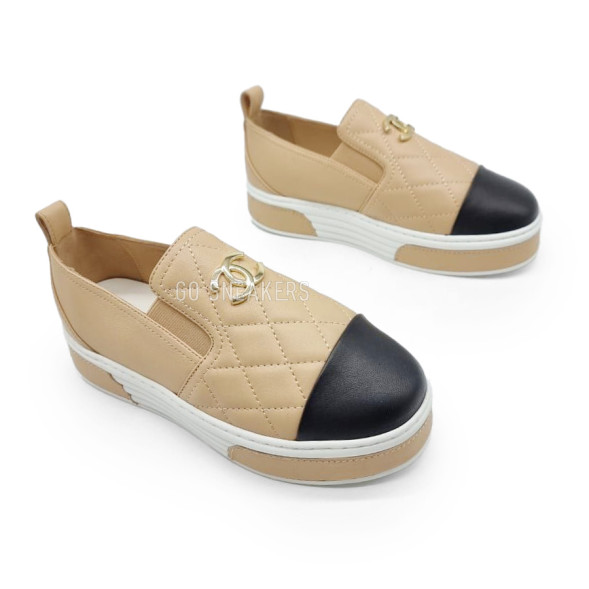 Женские слипоны Chanel Slip-ons Leather Beige