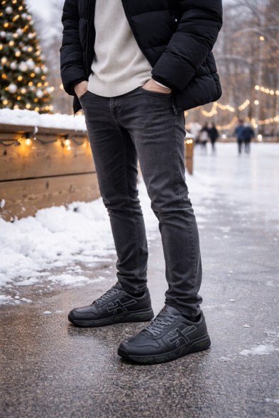 Мужские зимние кроссовки Premiata Leather Winter Man Grey