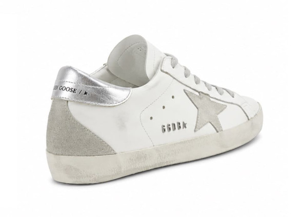 Женские кеды Golden Goose Super-Star With Silver Heel Tab and Metal Stud Lettering