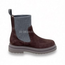 Brunello Cucinelli Suede Chelsea Boot Chocolate