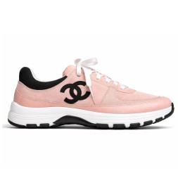 Chanel Metiers D'art Laminated and Suede Calfskin Sneakers Coral