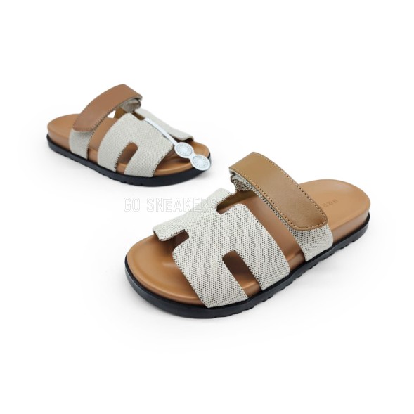 Унисекс сандалии Hermes Flip-flops Chypre Unisex Brown/White Textile