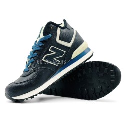New Balance 574 High Leather Winter Black Blue Unisex