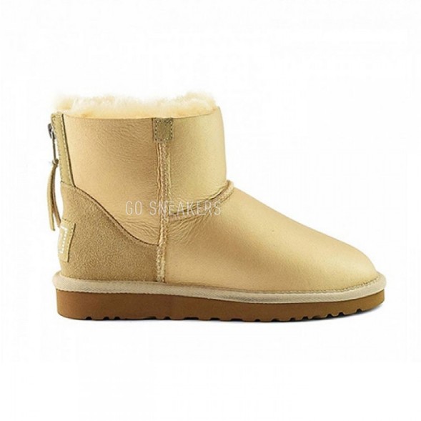Женские мини угги на молнии Mini Zip Metallic Soft Gold